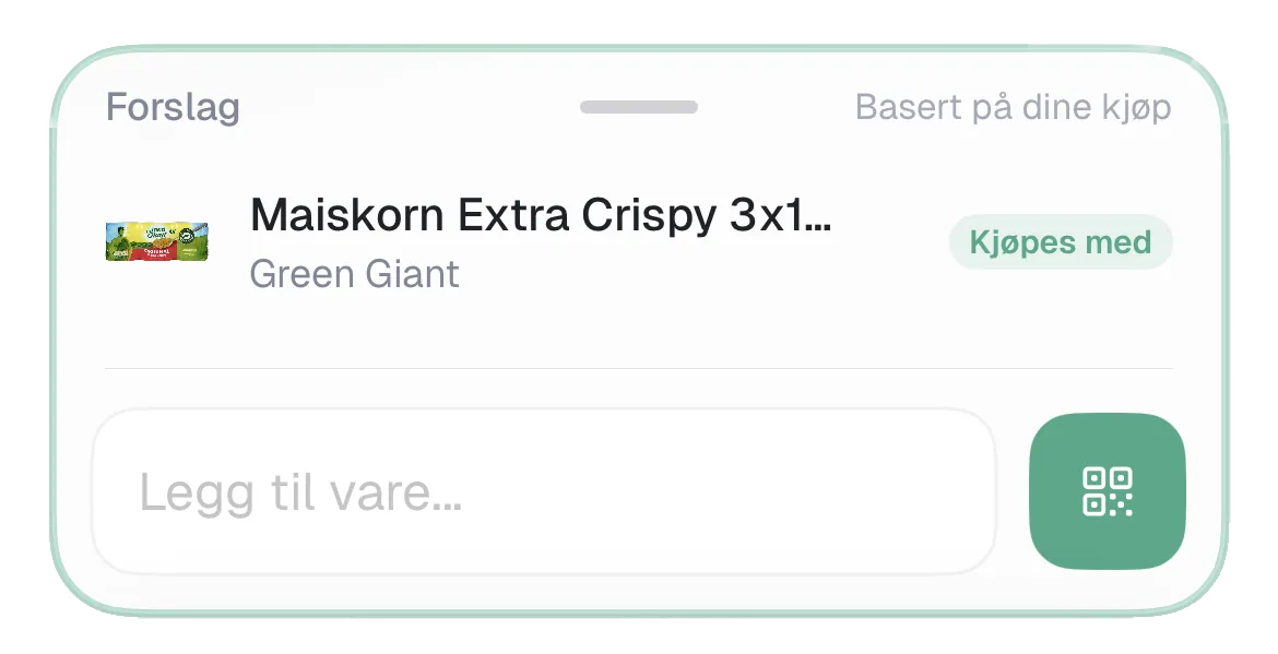 Forslag-kort med Maiskorn Extra Crispy fra appen