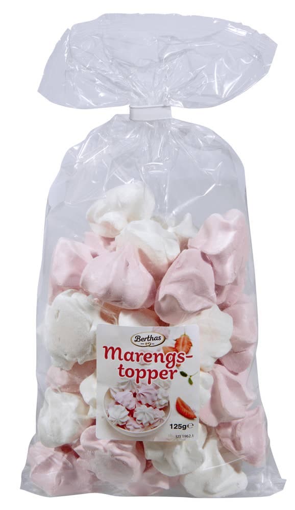 Kulørt Marengs Jordbær 125g Berthas
