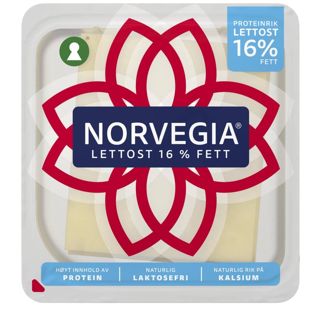 Norvegia lett Skivet, 16% fett, 300 g