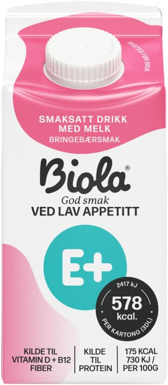 Biola E+ Drikke Bringebærsmak 300ml Tine