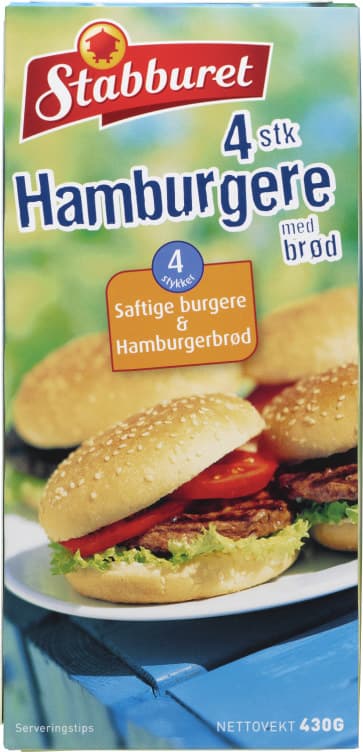 Hamburgere m/Brød 4stk Stabburet