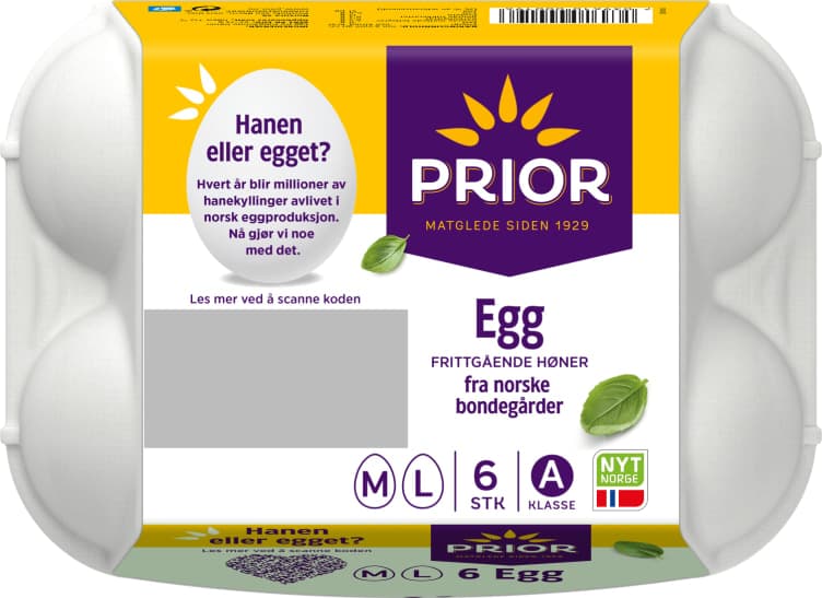 Egg Frittgående M/L 6pk Prior 6 stk