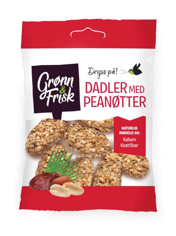 Dadler m/Peanøtter 90g Grønn&Frisk