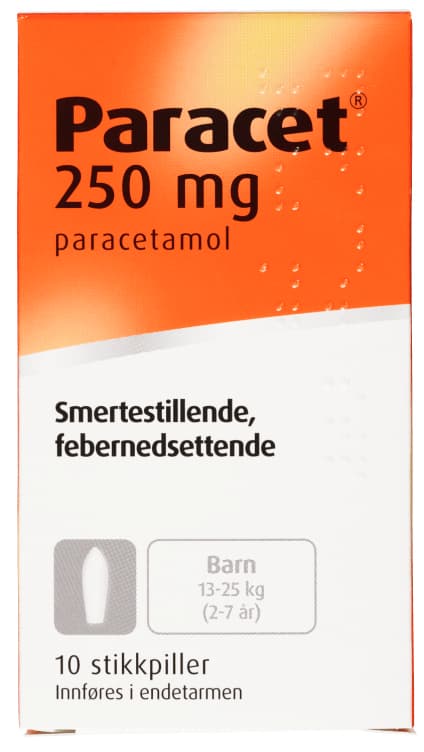Paracet Stikkpille Barn 250mg 10stk