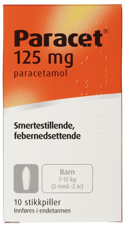 Paracet Stikkpille Barn 125mg 10stk