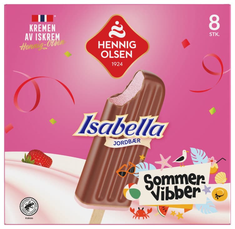 Isabella Jordbær Sjokoladedekket 8stk Hennig-Olsen