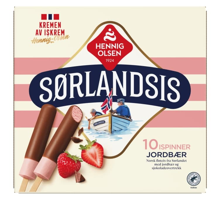 Sørlandsis Jordbær Is 10stk Hennig-Olsen