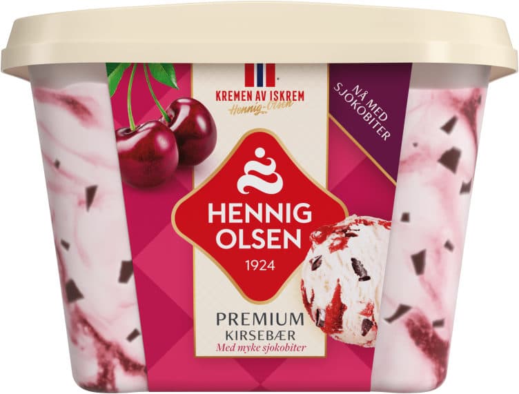 Fløteis Premium Kirsebær 800ml Hennig-Olsen