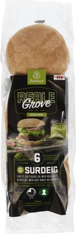 Burgerbrød Grove 6stk 480g Reale