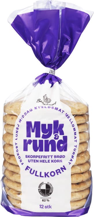 Myk&Rund Fullkorn 12stk 450g Bakehuset