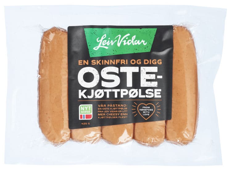 Kjøttpølse Ost Skinnfri 425g Leiv Vidar