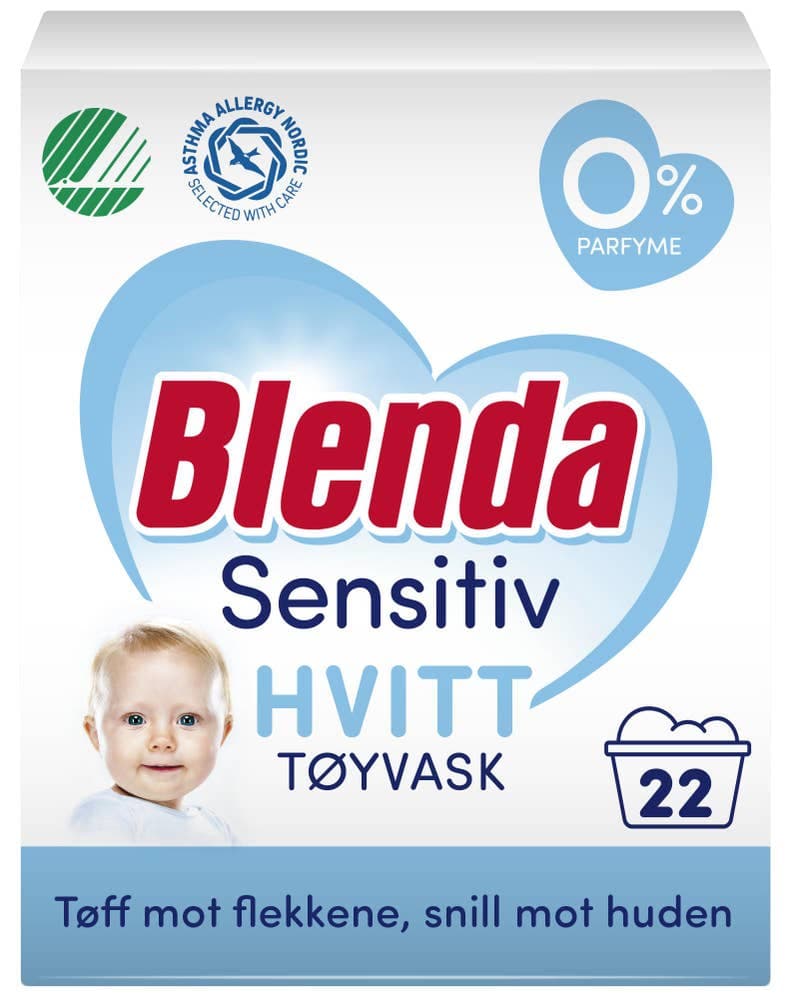 Tøyvask sensitiv hvitt 950 g 22 stk