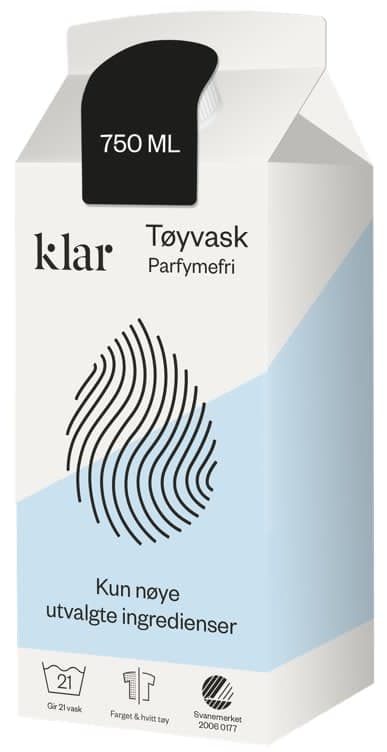 Klar Tøyvask Parfymefri 750ml