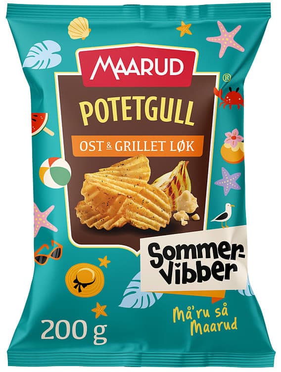 Potetgull Ost&Grillet Løk Sommervibber Bølgede 200g Maarud