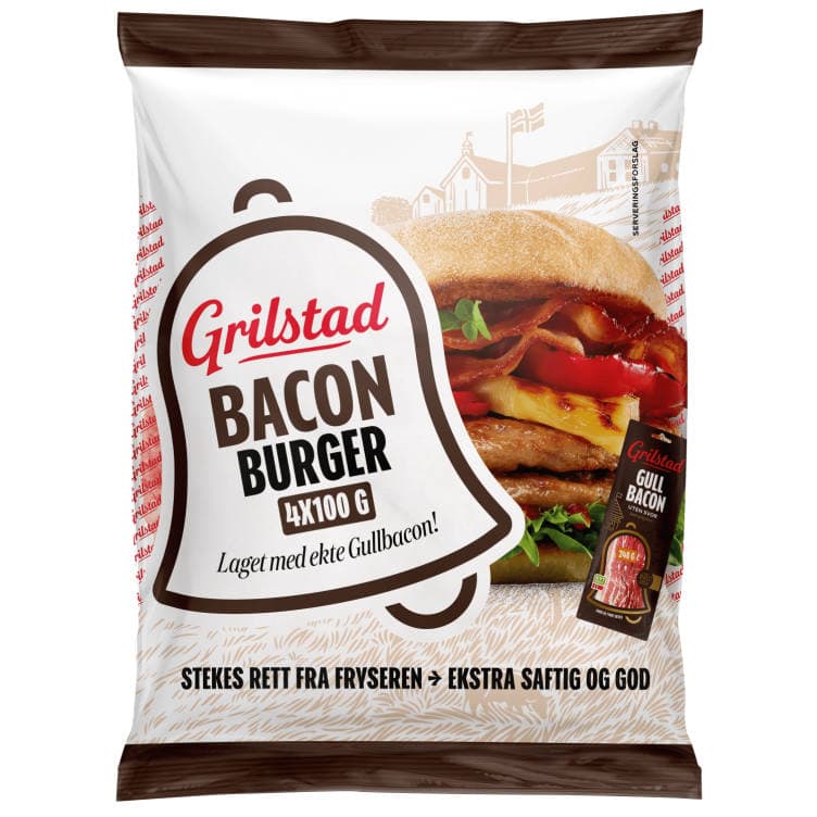 Baconburger 4x100g Grilstad 400 g