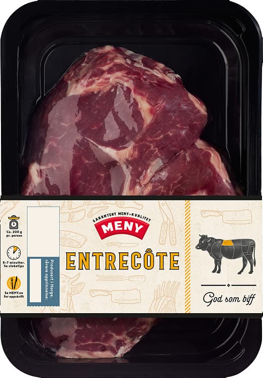 Storfe Entrecote skivet Ca350g Meny 360 g