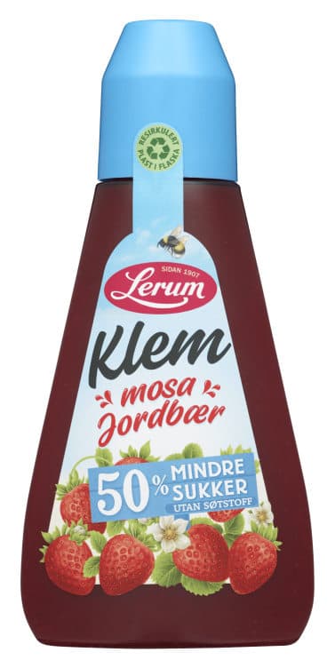Jordbærsyltetøy Klem Mindre Sukker 380g Lerum