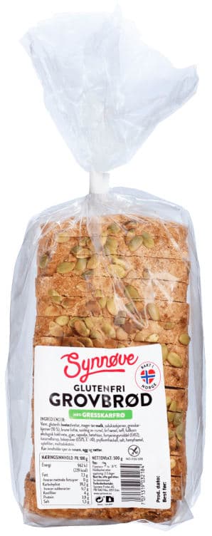 Gresskarbrød glutenfri Synnøve Finden 500 g