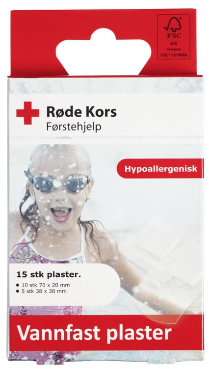 Vannfast Plaster 15stk Røde Kors Førstehjelp