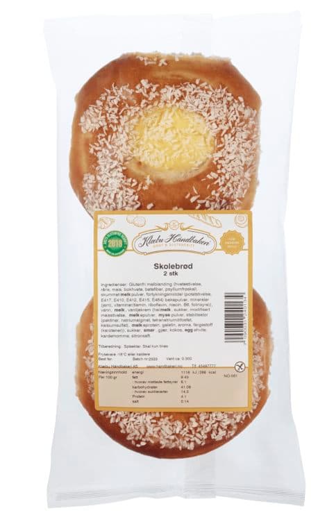 Skolebrød glutenfri 2stk 300g Klæbu
