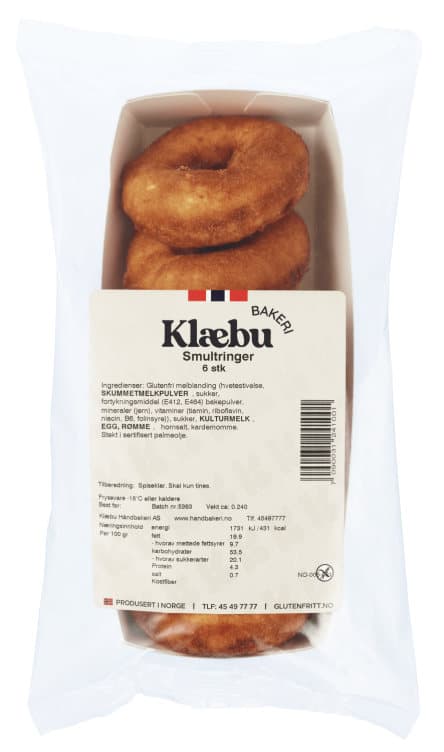 Smultringer glutenfri 6stk 240g Klæbu