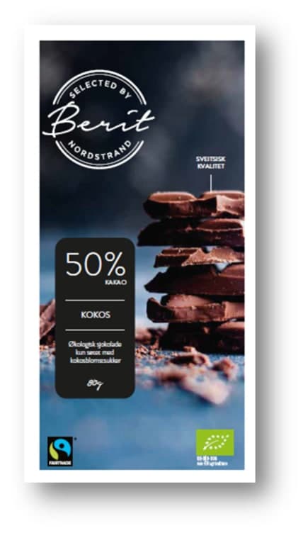 Sjokolade 50% Kakao&Kokos 80g Berit