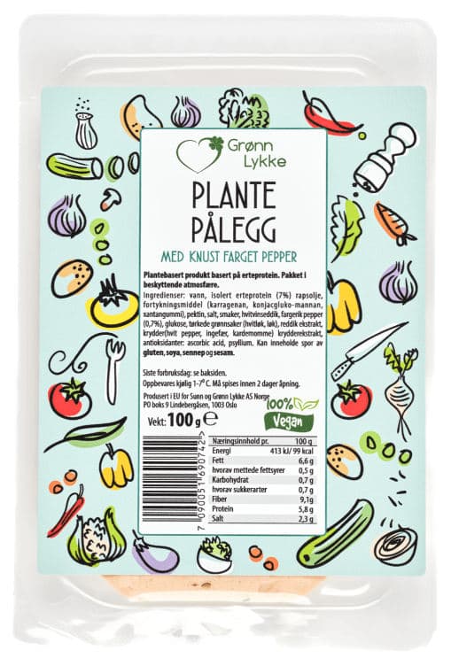 Plante Pålegg m/Pepper 100g Grønn Lykke