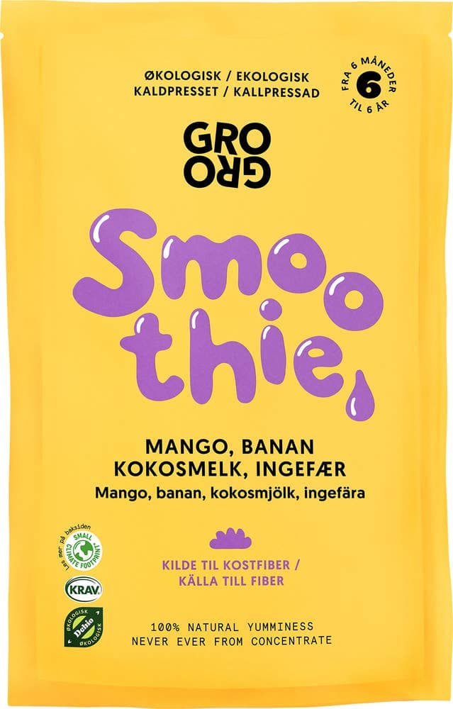 Smoothie med mango og banan Fra 6 mnd, Økologisk, 100 g