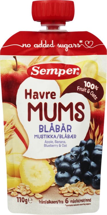 Fruktmums Blåbær med Havre 110g Semper