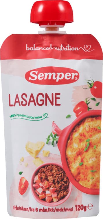 Lasagne 6mnd 120g Semper