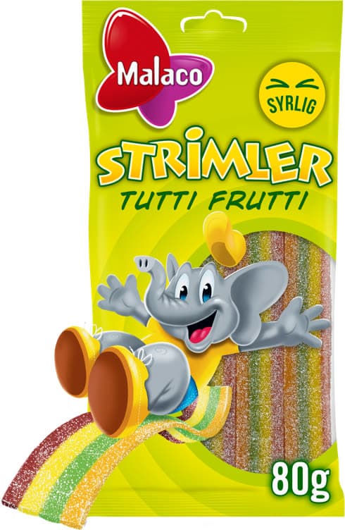 Strimler Tutti Frutti 80g Malaco