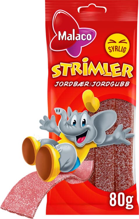Strimler Jordbær 80g Malaco