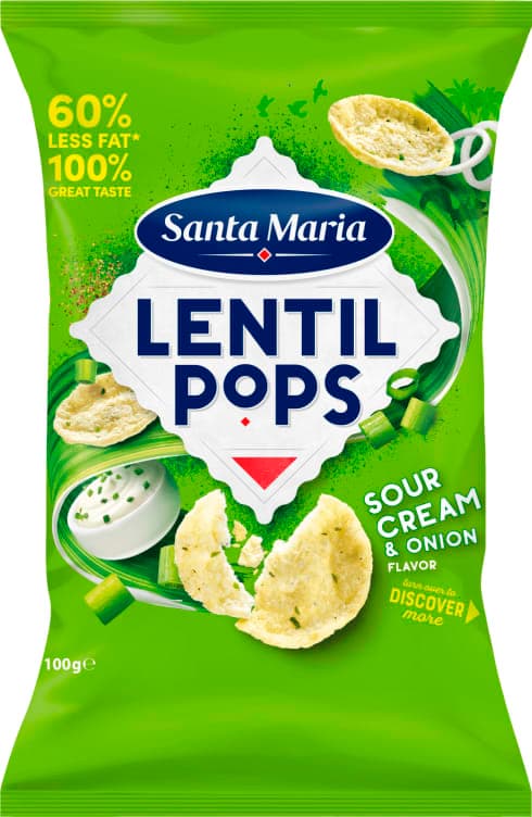 Lentil Pops Sour Cream&Onion 100g St.Maria