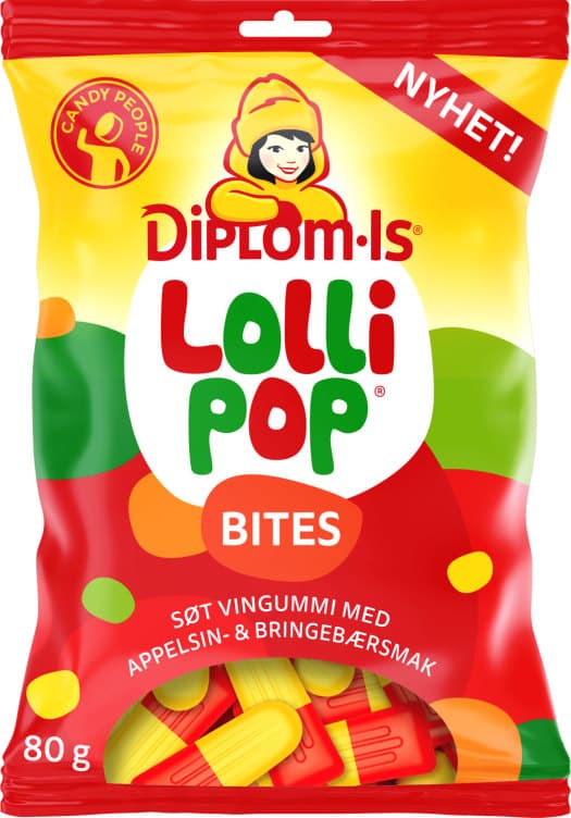 Lollipop Bites Appelsin og Bringebær 80g Candy People