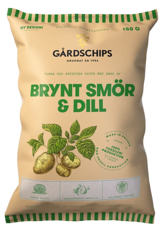 Potatischips med Smør&Dill 150g Gårdschips
