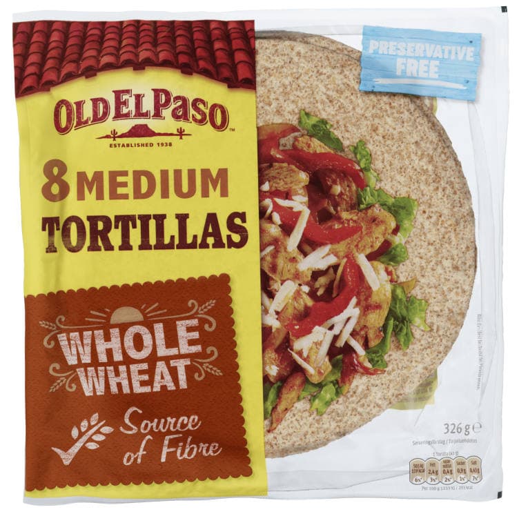 Tortillas Whole Whea 8stk 326g Old El Paso