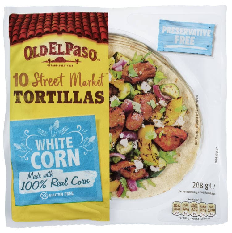 Tortillas 100%Mais Gl.Fri 208g Old El Paso 6 stk