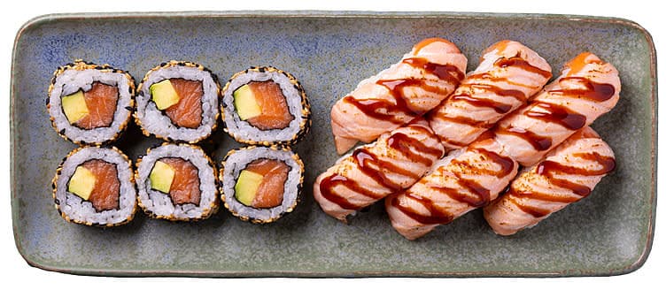Nara Nigiri og Rull Laks og Avokado 344g Sushitake