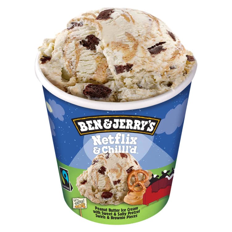 Ben & Jerry's Netflix&Chillld Peanøttsmør med Brownie og Pretzel 465ml