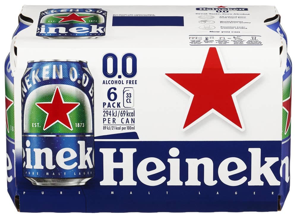 Heineken 0.0% Boks Alkoholfri, 6 x 0,33l, 1,98 l 1000 ml