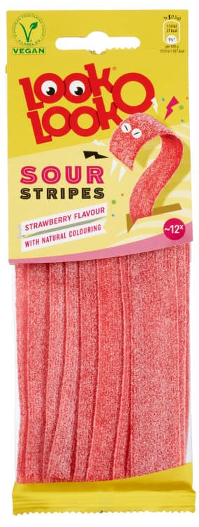 Jordbærstriper Sour 90g Look-O-Look