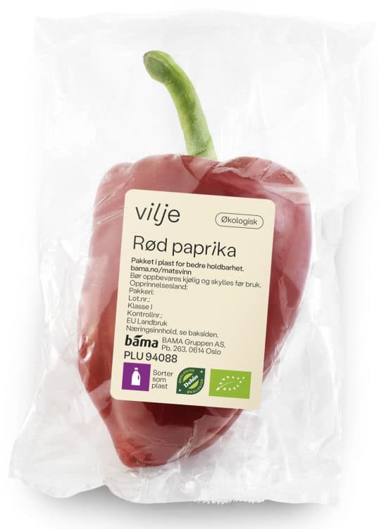 Paprika Rød Økologisk Vilje pr Kg 200 g