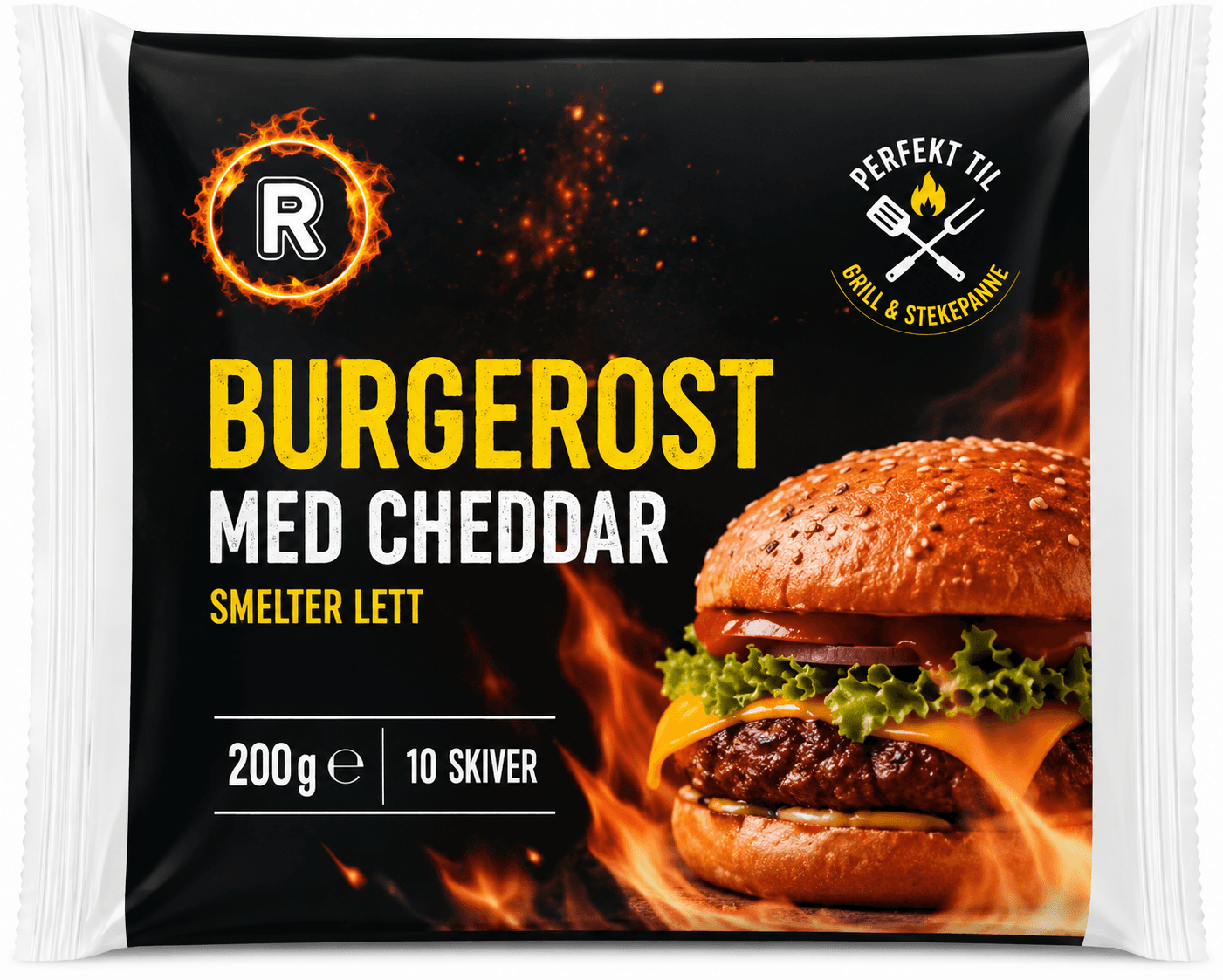 BURGEROST MED CHEDDAR 200G GRILL