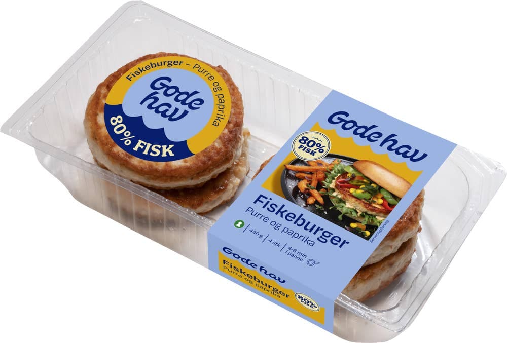 Fiskeburger Purre & Paprika 440g Gode hav