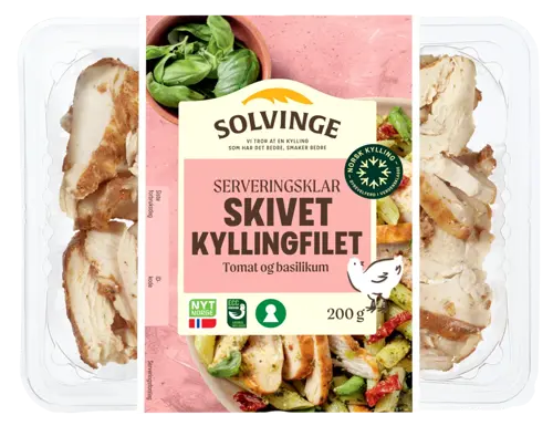 Skivet Kyllingfilet Soltørket Tomat og Basilikum 200g Solvinge