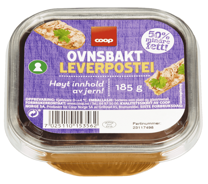 Ovnsbakt Leverpostei 50% mindre fett 185g Coop
