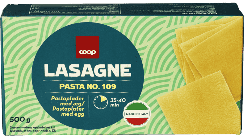 Lasagneplater med Egg 500g Coop