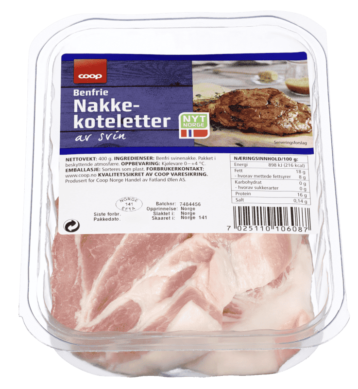 Nakkekotelett uten Ben 400g Coop
