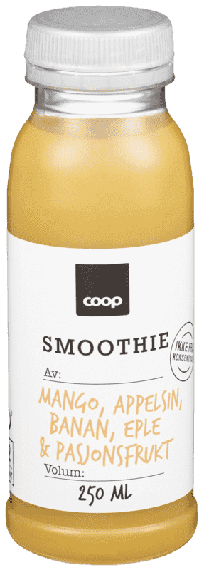 Smoothie Mango/Appelsin/Banan/Eple/Pasjon 250ml Coop