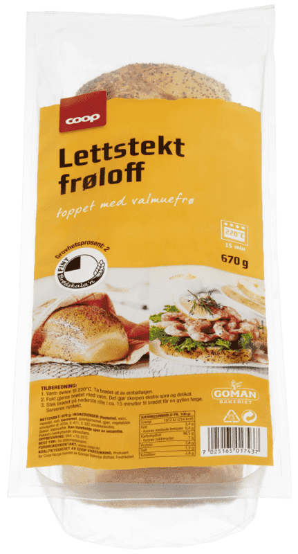 Lettstekt Frøloff Toppet med Valmuefrø 670g Coop
